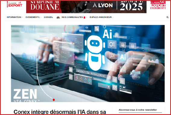 Conex intègre désormais l’IA dans sa nouvelle version de ZEN, sa plateforme collaborative de déclarations douanières