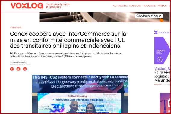 Conex coopère avec InterCommerce sur la mise en conformité commerciale avec l'UE des transitaires philippins et indonésiens