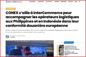 CONEX s’allie à InterCommerce pour accompagner les opérateurs logistiques aux Philippines et en Indonésie dans leur conformité douanière européenne