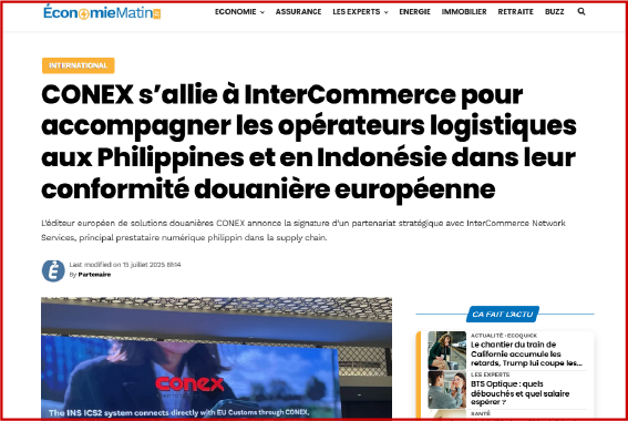 CONEX s’allie à InterCommerce pour accompagner les opérateurs logistiques aux Philippines et en Indonésie dans leur conformité douanière européenne