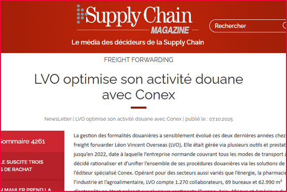 LVO optimise son activité douane avec Conex