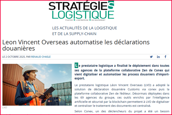 Leon Vincent Overseas automatise les déclarations douanières